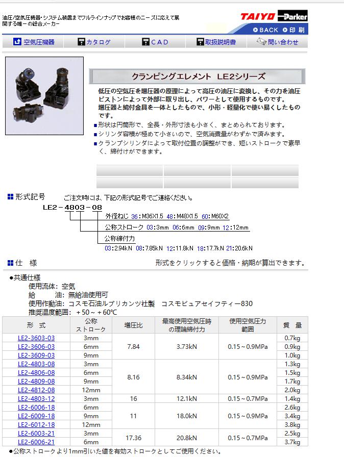 日本株式會社TAIYO太陽鐵工 夾緊元件 型號：LE2-60...