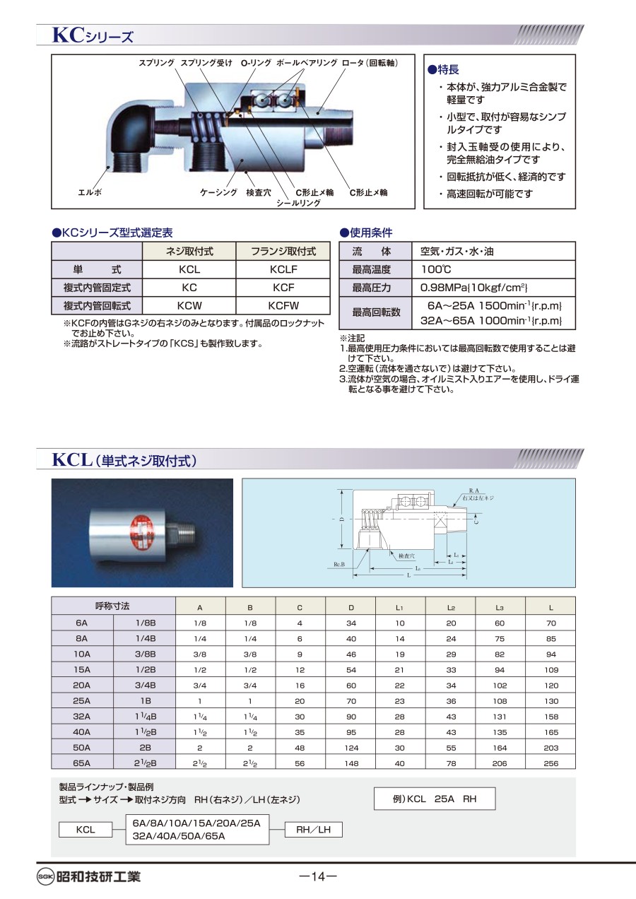 日本SGK昭和接頭  可用作研磨盤進(jìn)水接頭 型號： KCL-...